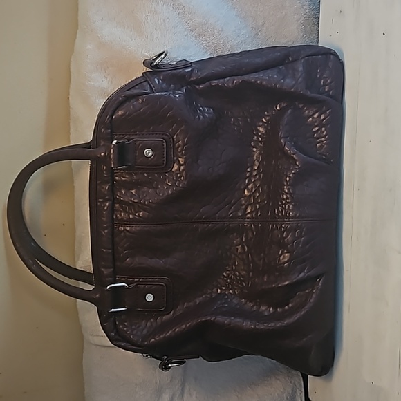 Jewell thirty-one Brown Plum snake embossed bag with removable shoulder strap - Picture 5 of 7